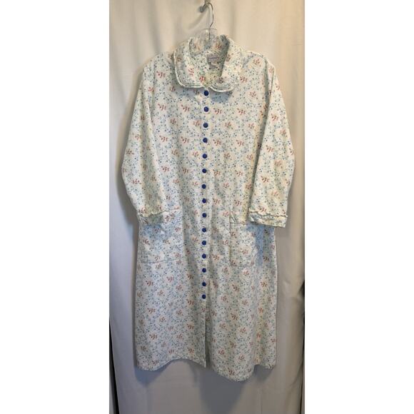 LANZ OF SALZBURG | Women’s Flannel Nightgown Floral Button 100% Cotton- Large - Picture 1 of 7